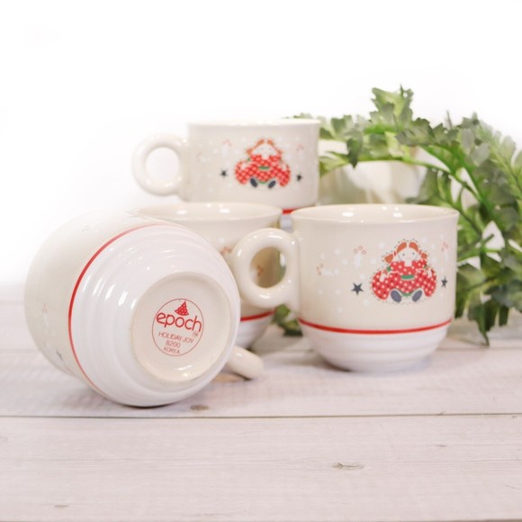 Vintage 1980 Noritake Epoch HOLIDAY JOY Mug Set 4Pc 8200 Doll Christmas - Picture 1 of 11